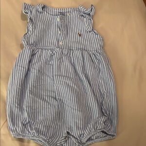 Ralph Lauren Blue and White Striped Romper